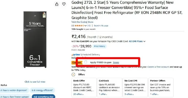 Loot : Godrej 272L 5 Years Comprehensive Warranty Refrigerator @21,490