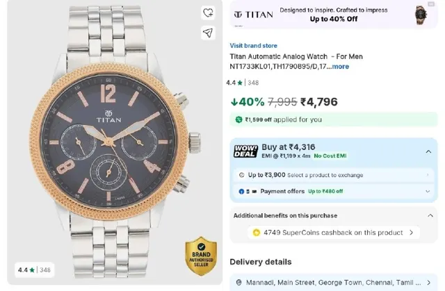 Titan Men Automatic 100% Super Coin @4796