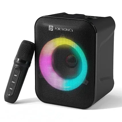Portronics Apollo One 20W Wireless Bluetooth Portable Speaker with Wireless Karaoke Mic, 5 Hour Play