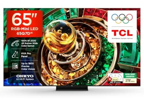 💥TCL 164 cm (65 inches) 4K UHD RGB-MiniLED Google TV | 144Hz Refresh Rate | 3GB RAM | 46W Onkyo 2.1c