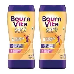 Bournvita Zero Added Sugar Nutrition Drink, 500g Jar | No Added Sugar, No Added Preservatives | 19 E