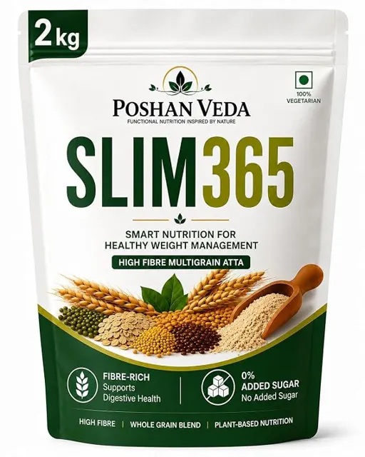 Poshan Veda Slim 365 Weight Loss Atta | High Protein & High Fibre Low GI Multigrain Flour | Soft & F