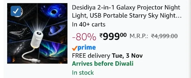 Desidiya 2-in-1 Galaxy Projector Night Light, USB Portable Starry Sky Night Light – Regular Price 24