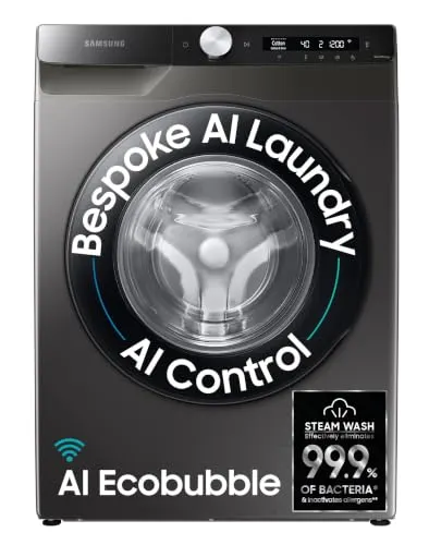 Samsung 8 kg, 5 star, AI Control, AI Eco Bubble, Wi-Fi, Digital Inverter, Motor, Fully-Automatic Front Load Washing Machine (WW80T504DAX1TL, Hygiene Steam, Inox)