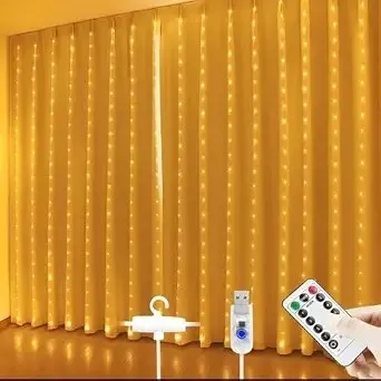 One94Store Fairy Curtain String Lights 300 LED's for Wall Decoration, Warm White USB Powered, 8 Flas