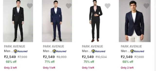 Upto 80% Off : Raymond & Park Avenue Blazers & Suits.