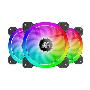 Ant Esports Superflow 120mm 3 IN 1 ARGB Three Dual-Sided ARGB ring light PWM Case Fan Kit - Black, 4