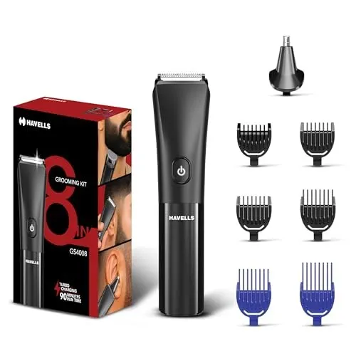 Havells 8 in 1 Grooming Kit |2-in-1 Special Blade|Nose & Ear Attachment|4 Beard & 2 Hair Combs|Type 