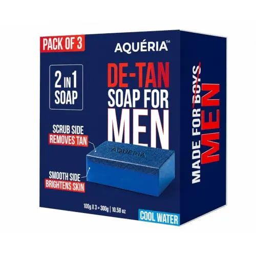 Aqueria De-Tan & Brightening 2-in-1 Bath Soap for Men | Cool water perfume | Tan Removal, – Grab (Pa