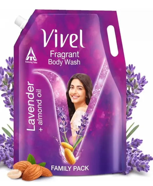 Vivel Lavender & Almond Oil Moisturizing Body Wash, Quick Wash-Off, 1300ml