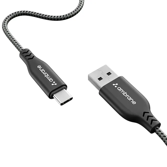 Ambrane Type C Cable 3A Fast Charging 1M Braided Cable for Iphone Smartphones, Tablets, Laptops & ot