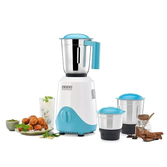 USHA Rapidmix 500-Watt Copper Motor Mixer Grinder With 3 Jars And 2 Years Product Warranty & 5 Years