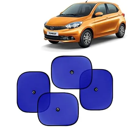 KINGSWAY Car Window Curtain Sticky Sun Shades Compatible with Tata Tiago, (Year 2020 Onwards), Unive