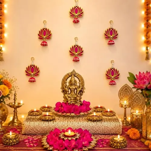 BENAVJI Presents Handmade MDF Wood Lotus Hangings Jhumki Sty...