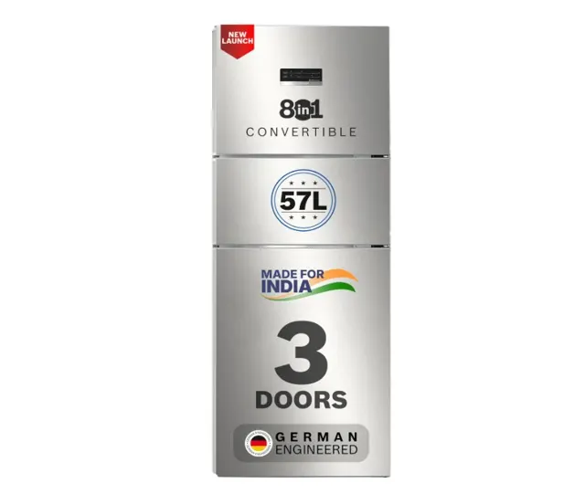 Bosch 302L, 3 Star, MaxFlex Convert Frost Free Triple Door Refrigerator | 8-in-1 Convertible Storage Modes | 57L Extra Convertible Zone |Cool Extend up to 18 hours (CMC33S23VI, 2026 Model, Fine Steel)
