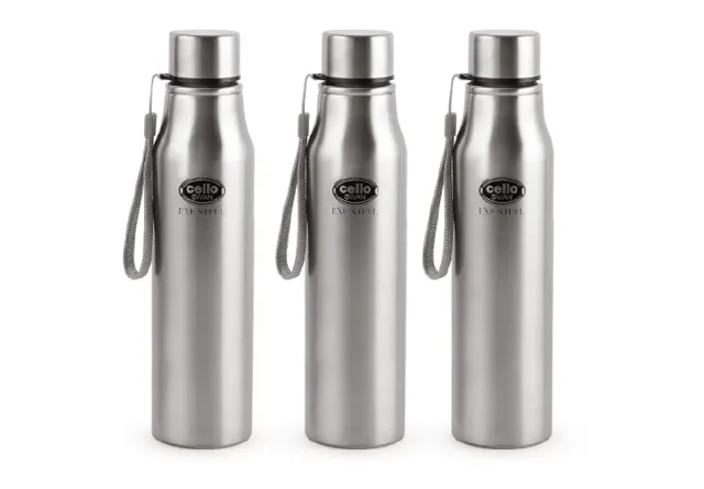 Cello Steel Water Bottle Set of 3 Pcs, 900 ml Each @719