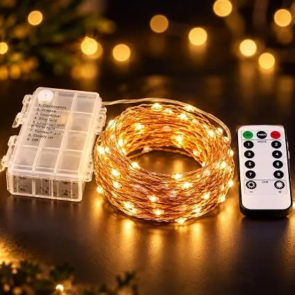One94Store Fairy Lights 10M 100 LED Battery Operated String Lights with 8 Modes Remote Control, Wate