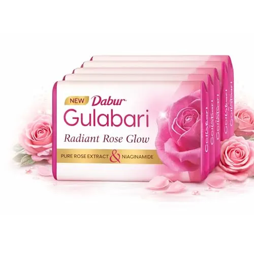 Dabur Gulabari Pure Rose Soap 150g (Pack of 4) | Moisturizing Bathing Soap for Radiant Glowing Skin